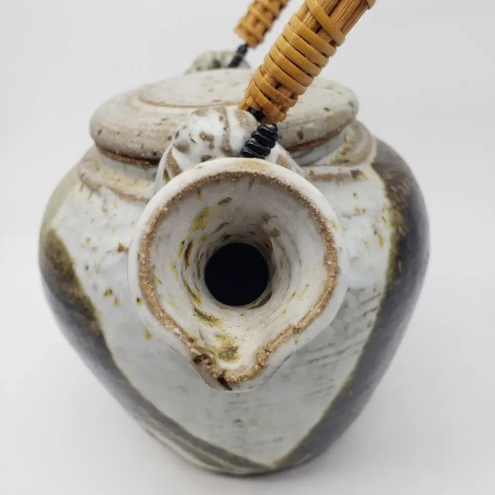 VTG Drip Glazed‎ Stoneware Teapot Artist Signed. Elephant Trunk Down -Prosperity